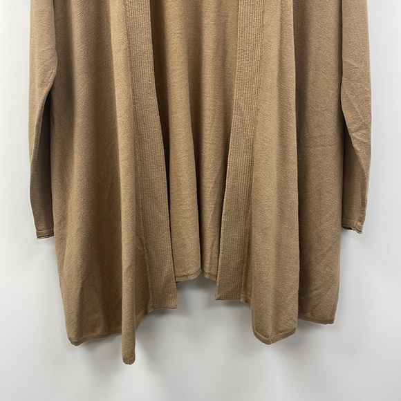 J. Jill Knit Open Front Tunic Cardigan Sweater Minimalist Neutral Tan Large - Picture 3 of 6